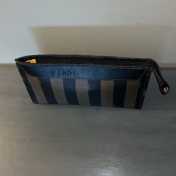 FENDI Pequin Zucca Zucchino Monogram Clutch/Pochette ( Big Size) Brown & Black - Picture 4 of 13